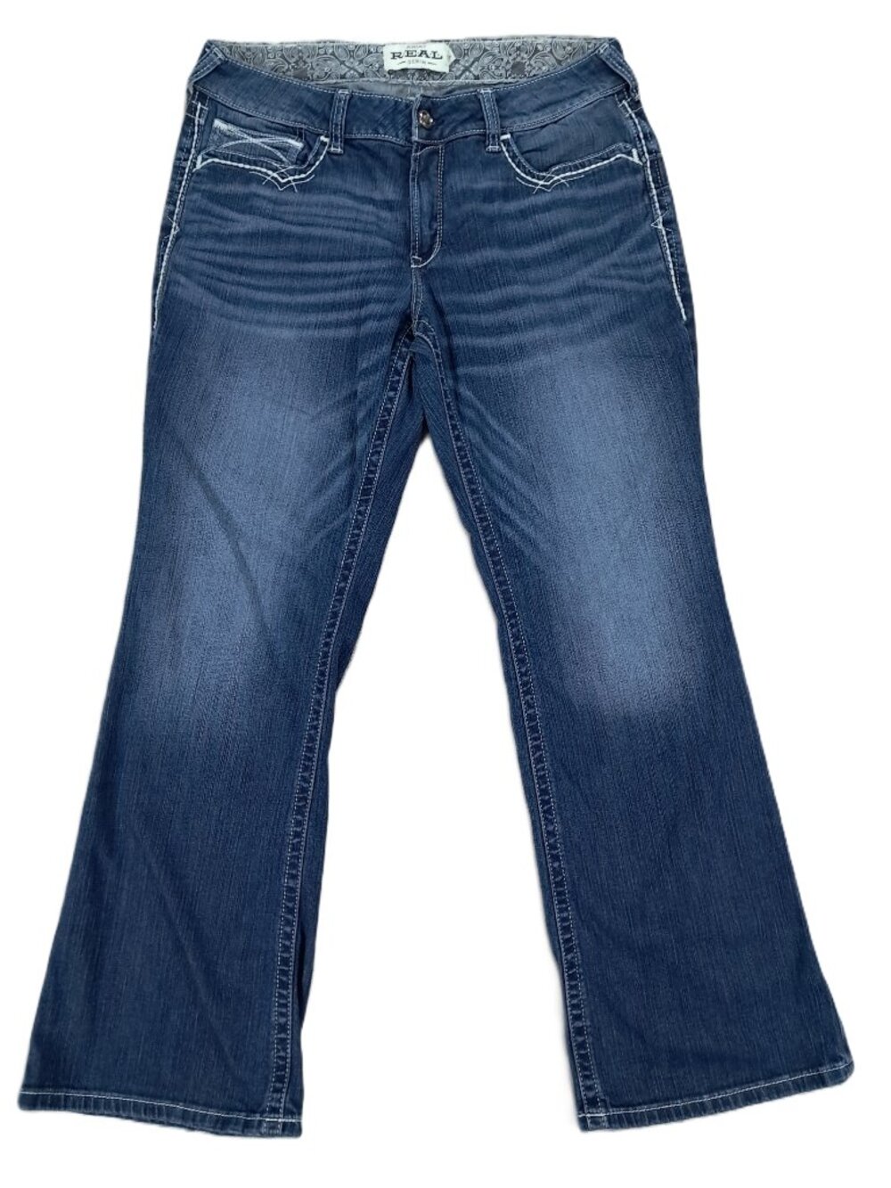 Ariat REAL Jean Women 35x32, Tag 32R Blue Boot Cut Mid Rise Stretch 10017510